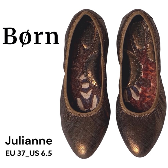 _ NEW w/box Børn Julianne bronze tweed pattern ballet flats -Size EU 37•US 6.5 - Picture 1 of 10